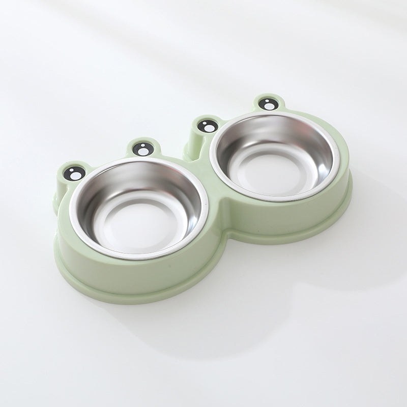 Double Stainless Steel Pet Bowl with Base