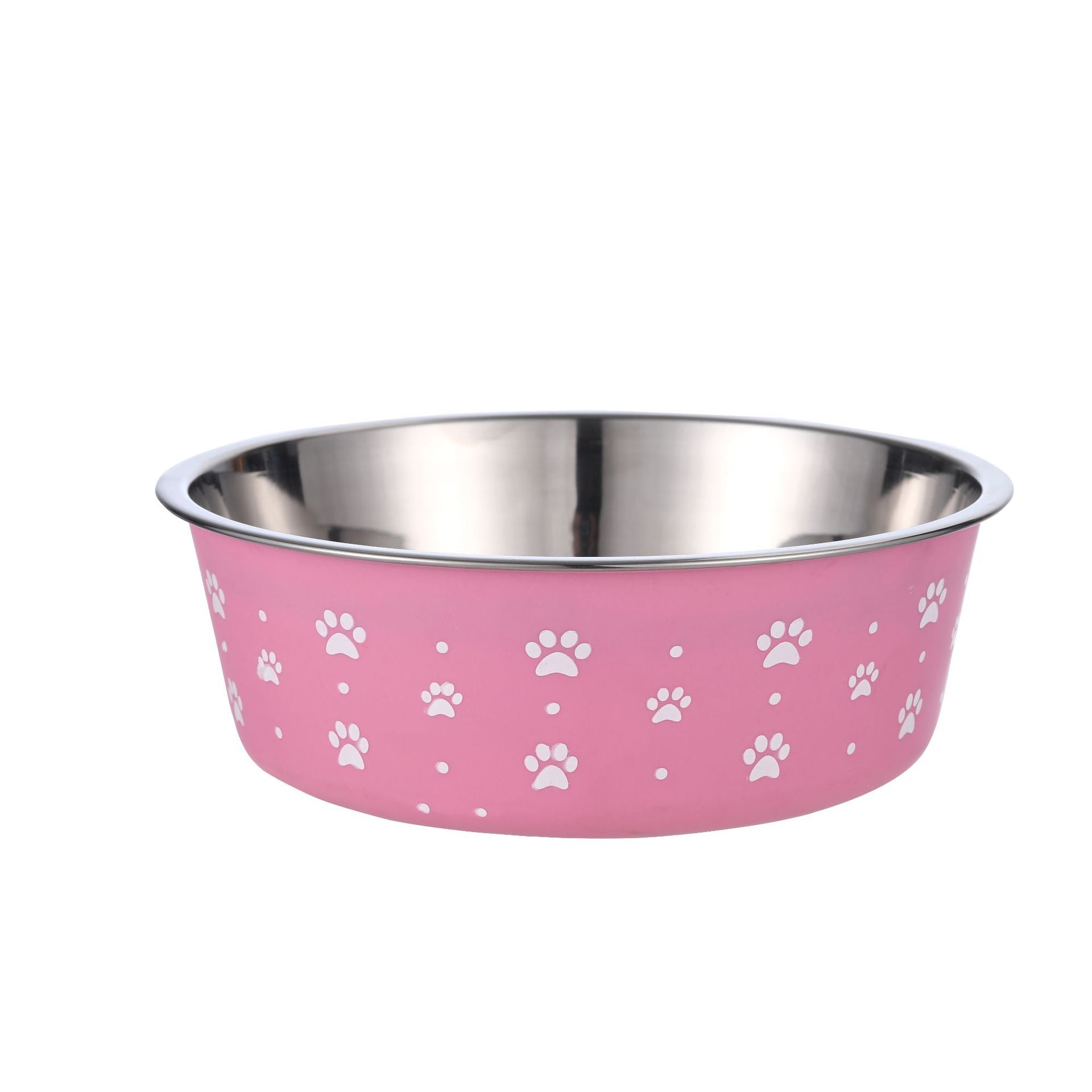 Stainless Steel Pet Food Bowl with Plastic Base