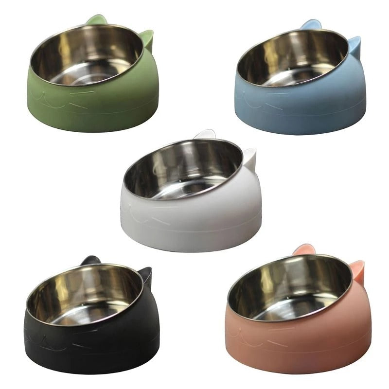 Elevated Tilted Pet Bowl with Stainless Steel Insert