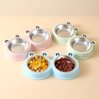 Double Stainless Steel Pet Bowl with Base