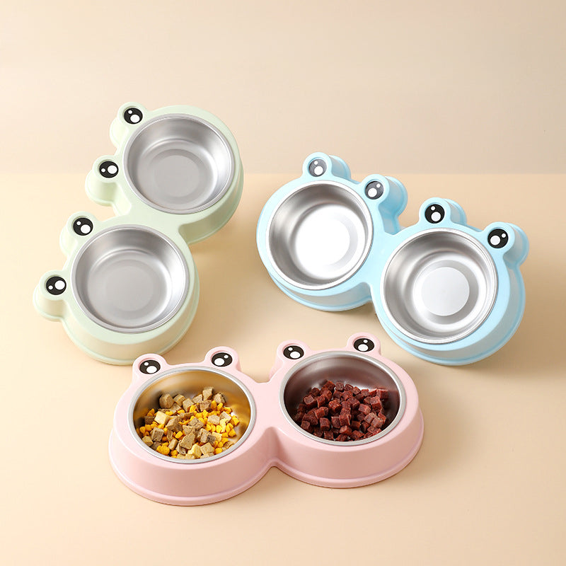 Double Stainless Steel Pet Bowl with Base