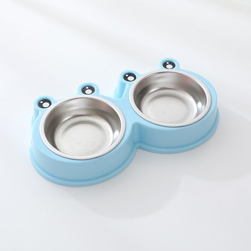 Double Stainless Steel Pet Bowl with Base