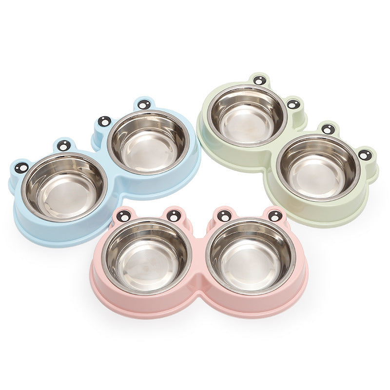 Double Stainless Steel Pet Bowl with Base