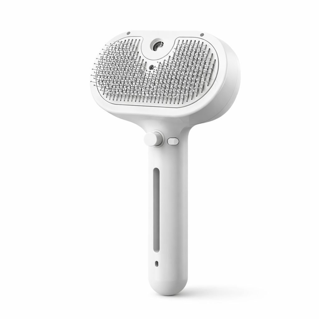 Self-Cleaning Pet Grooming Brush with Built-in Mist Spray