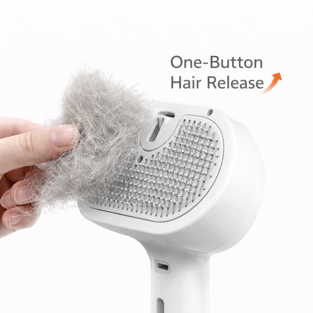 Self-Cleaning Pet Grooming Brush with Built-in Mist Spray