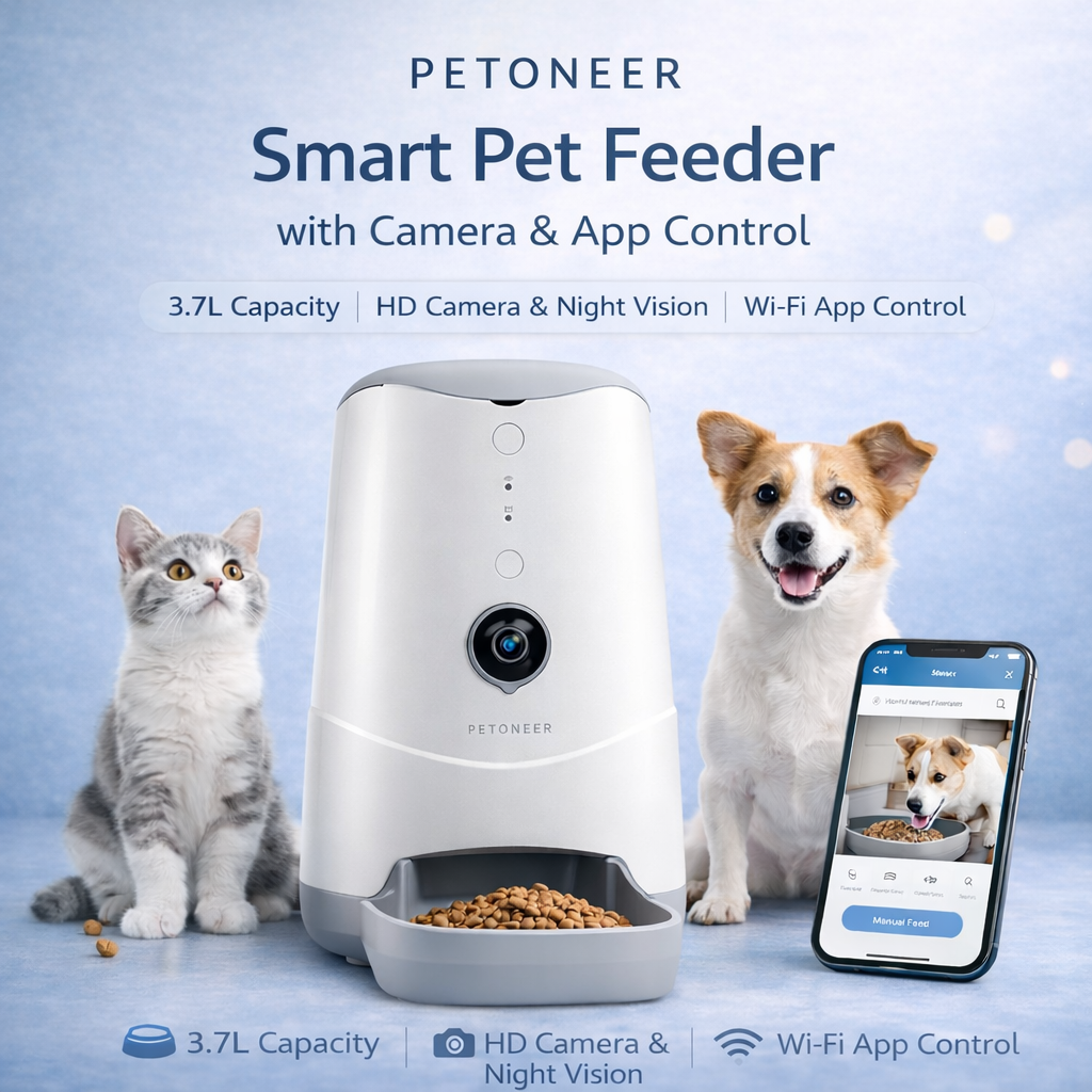 Petoneer Smart Pet Feeder with Camera & App Control 3.7L