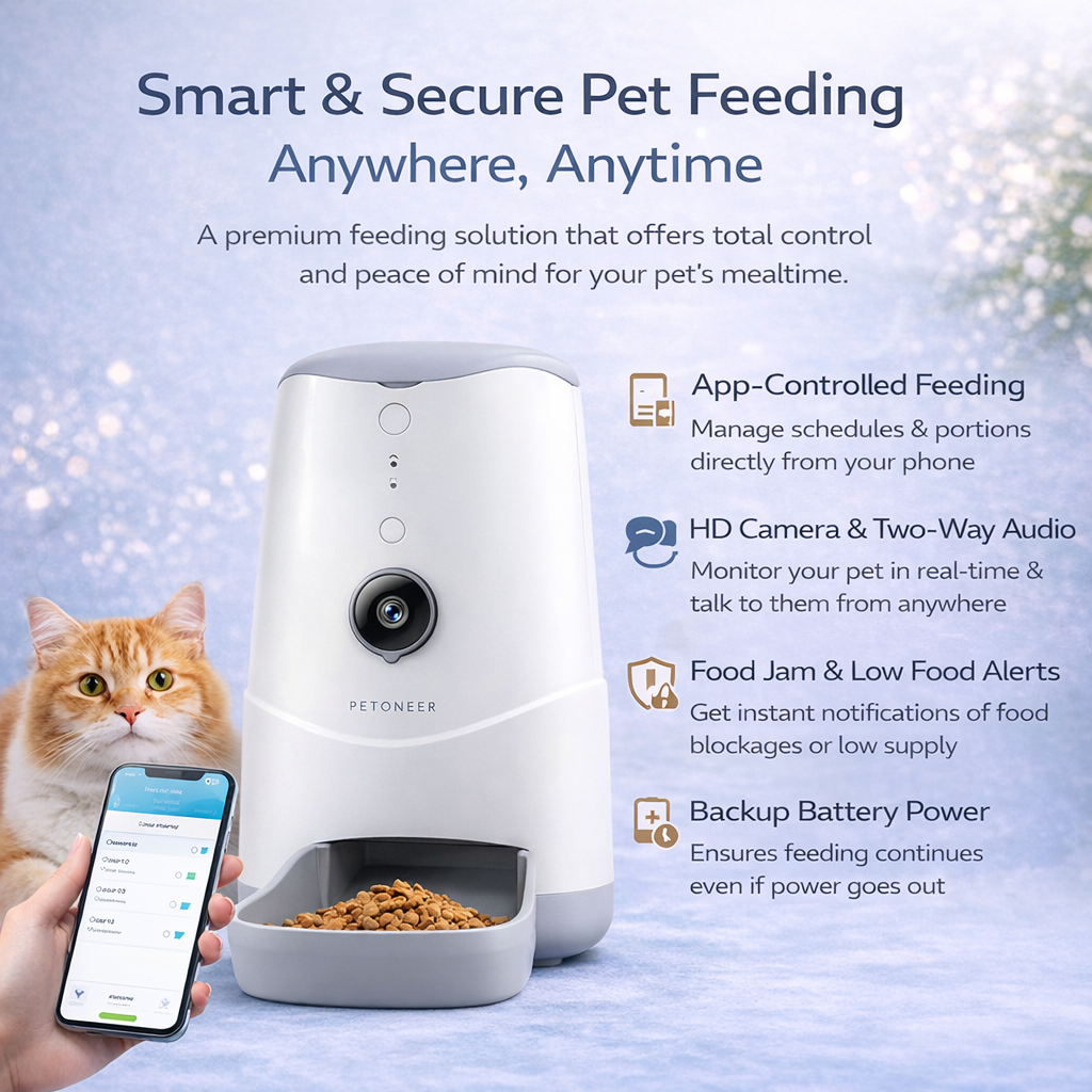 Petoneer Smart Pet Feeder with Camera & App Control 3.7L
