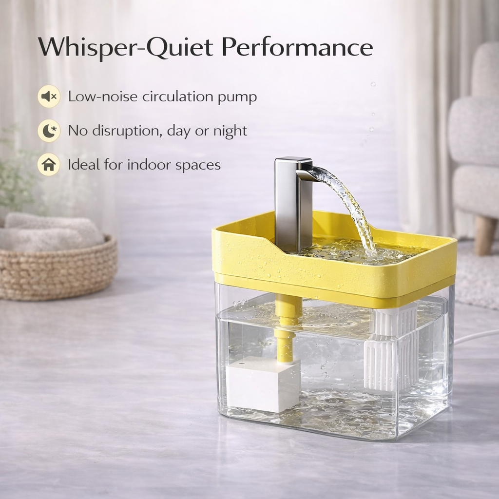 Yellow Automatic Pet Water Dispenser with Circulating Flow