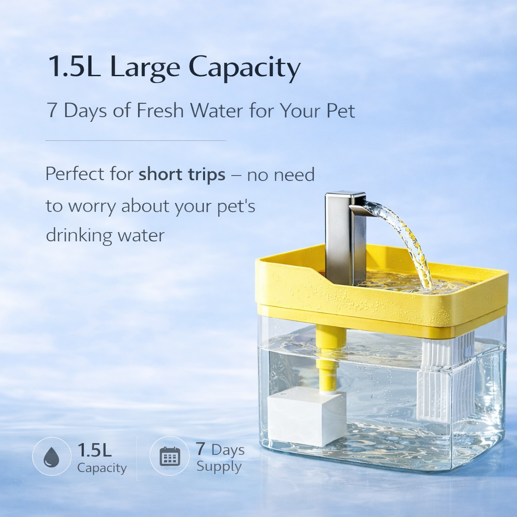 Yellow Automatic Pet Water Dispenser with Circulating Flow