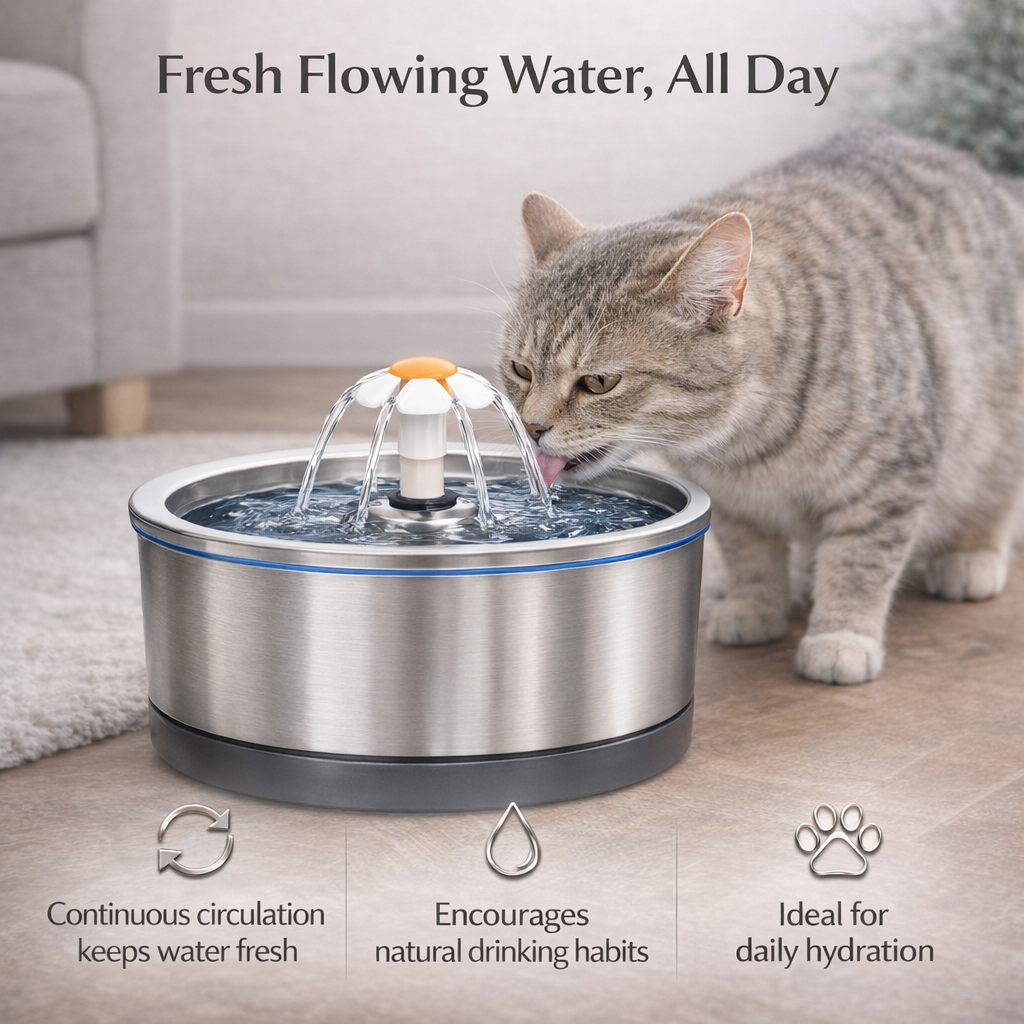 Silver Wing Round All-Steel Pet Water Dispenser (2.5L)