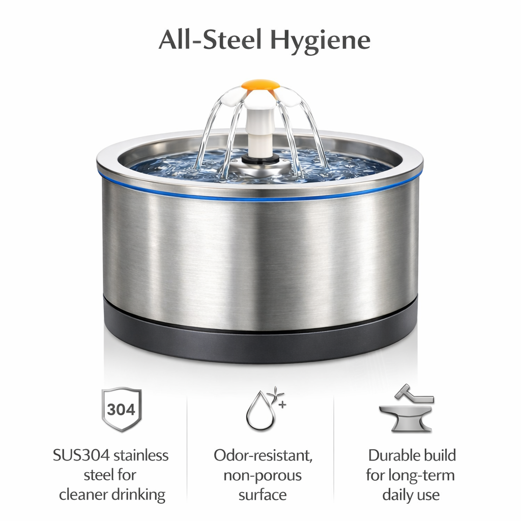 Silver Wing Round All-Steel Pet Water Dispenser (2.5L)