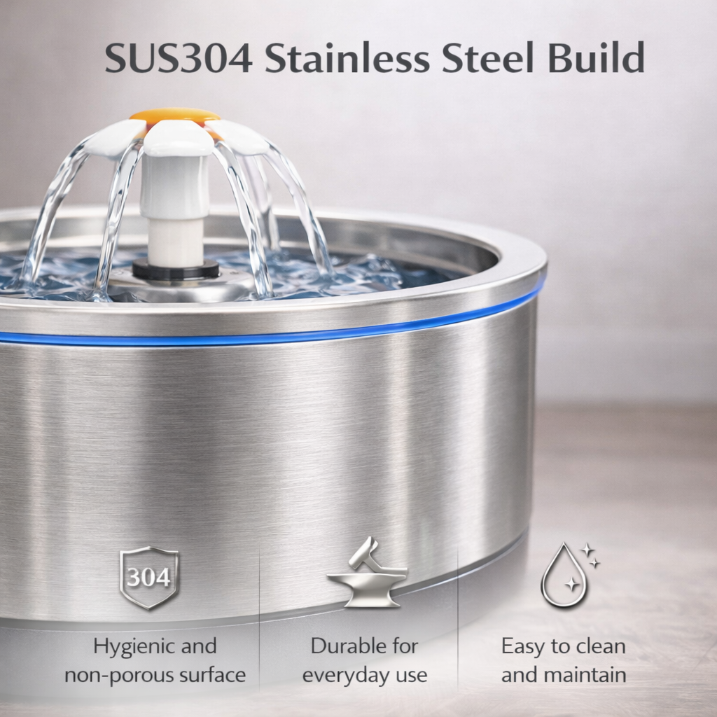 Silver Wing Round All-Steel Pet Water Dispenser (2.5L)