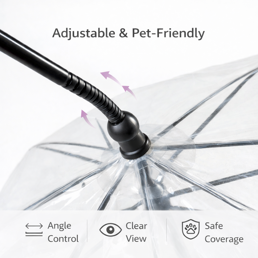 Transparent Pet Umbrella with Leash Attachment