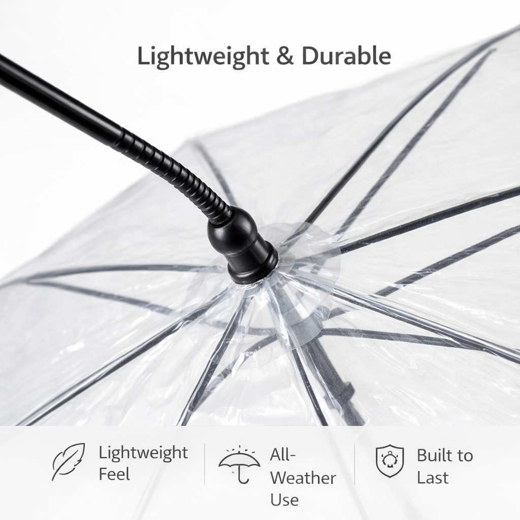 Transparent Pet Umbrella with Leash Attachment
