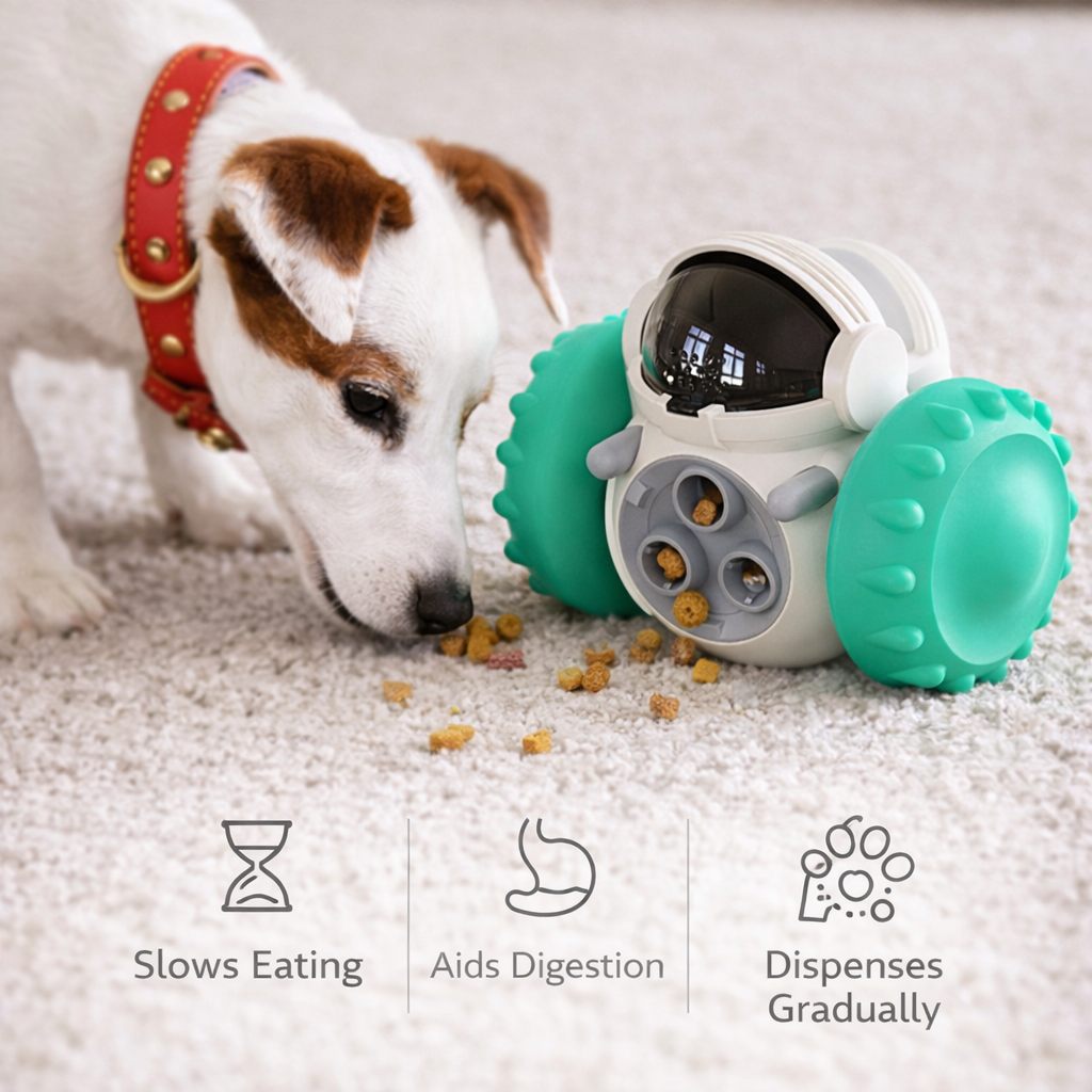 Interactive Rolling Slow Feeder Robot for Treats & Play