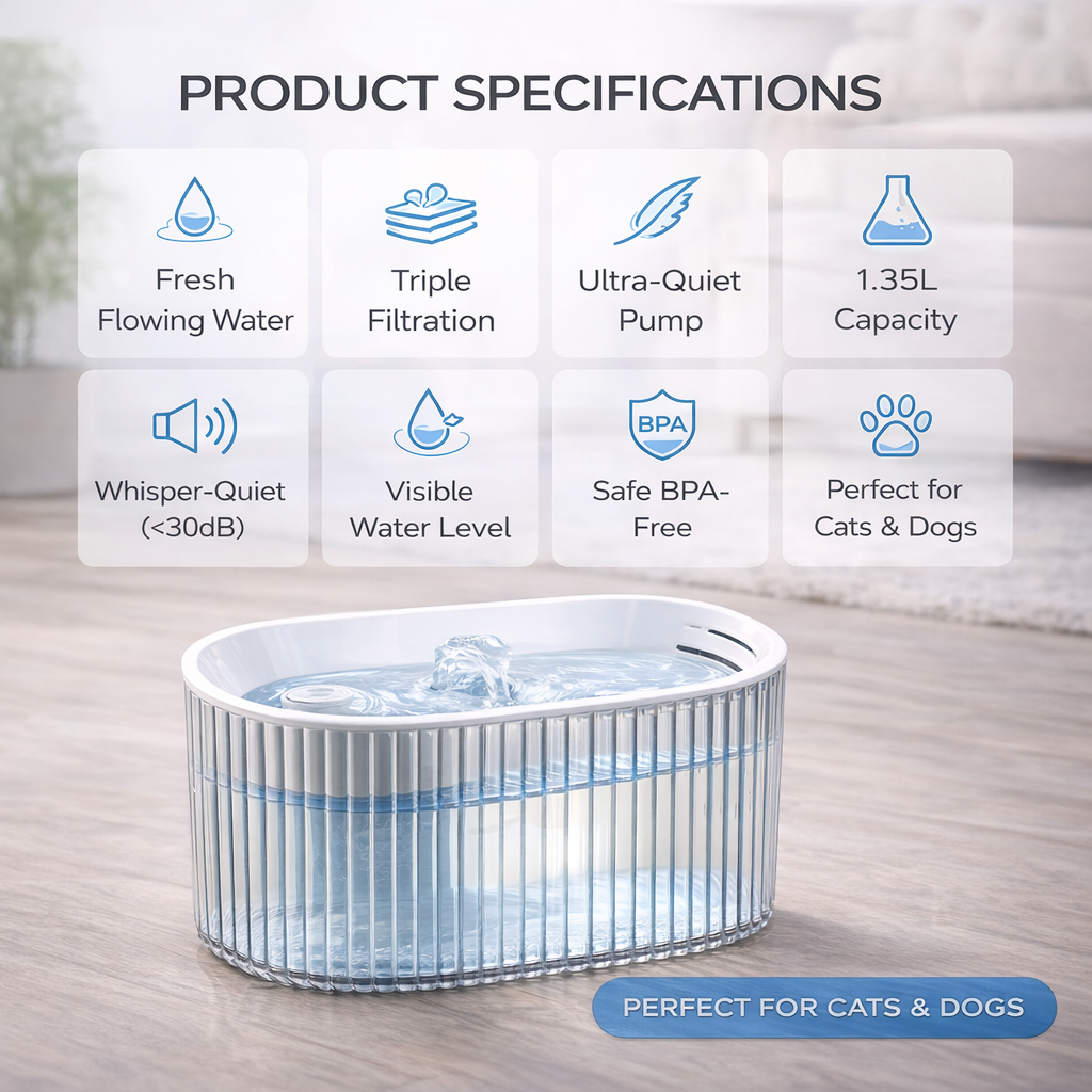 Mini Crystal Pet Water Dispenser (1.35L)