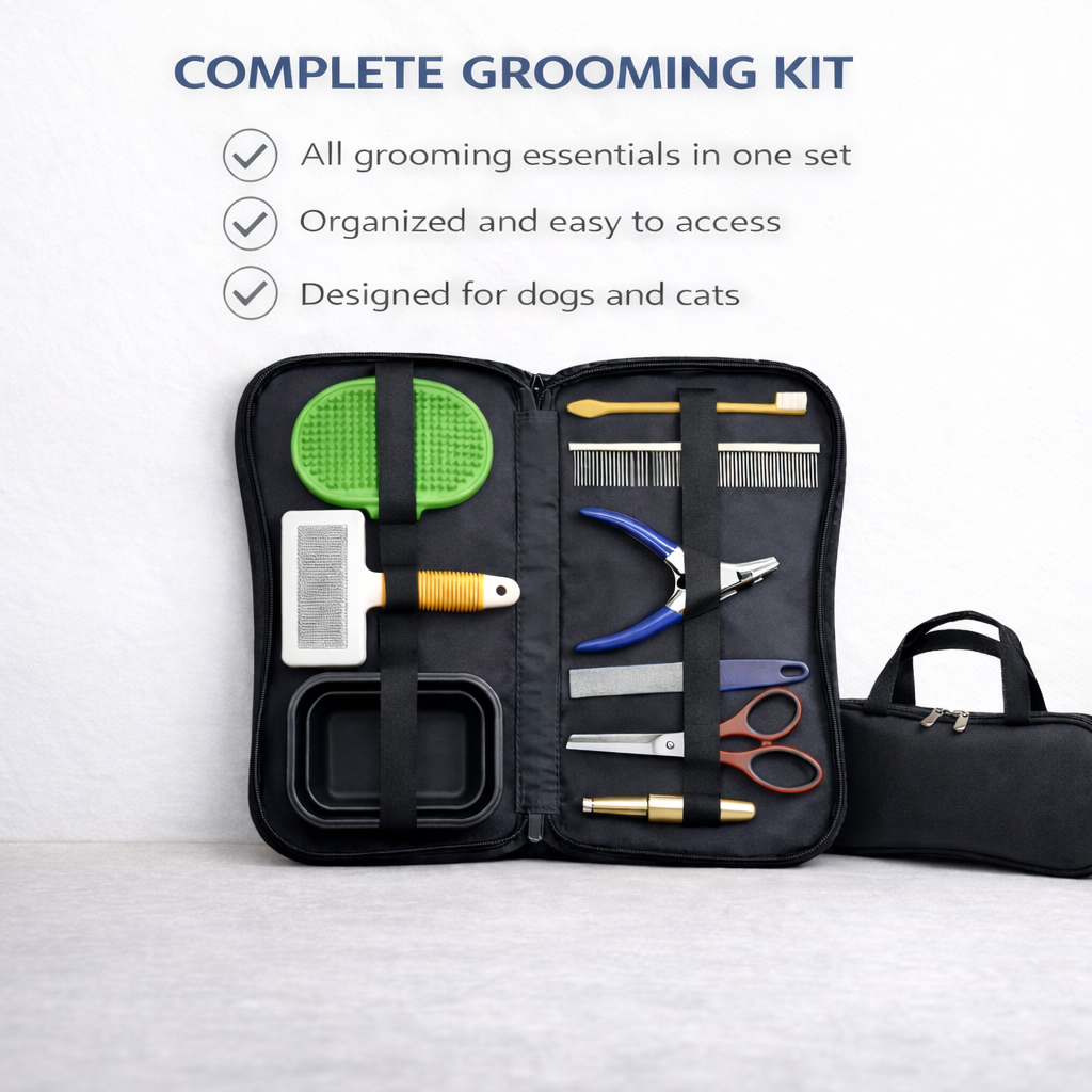 All-in-One Pet Grooming Tool Set with Travel Case