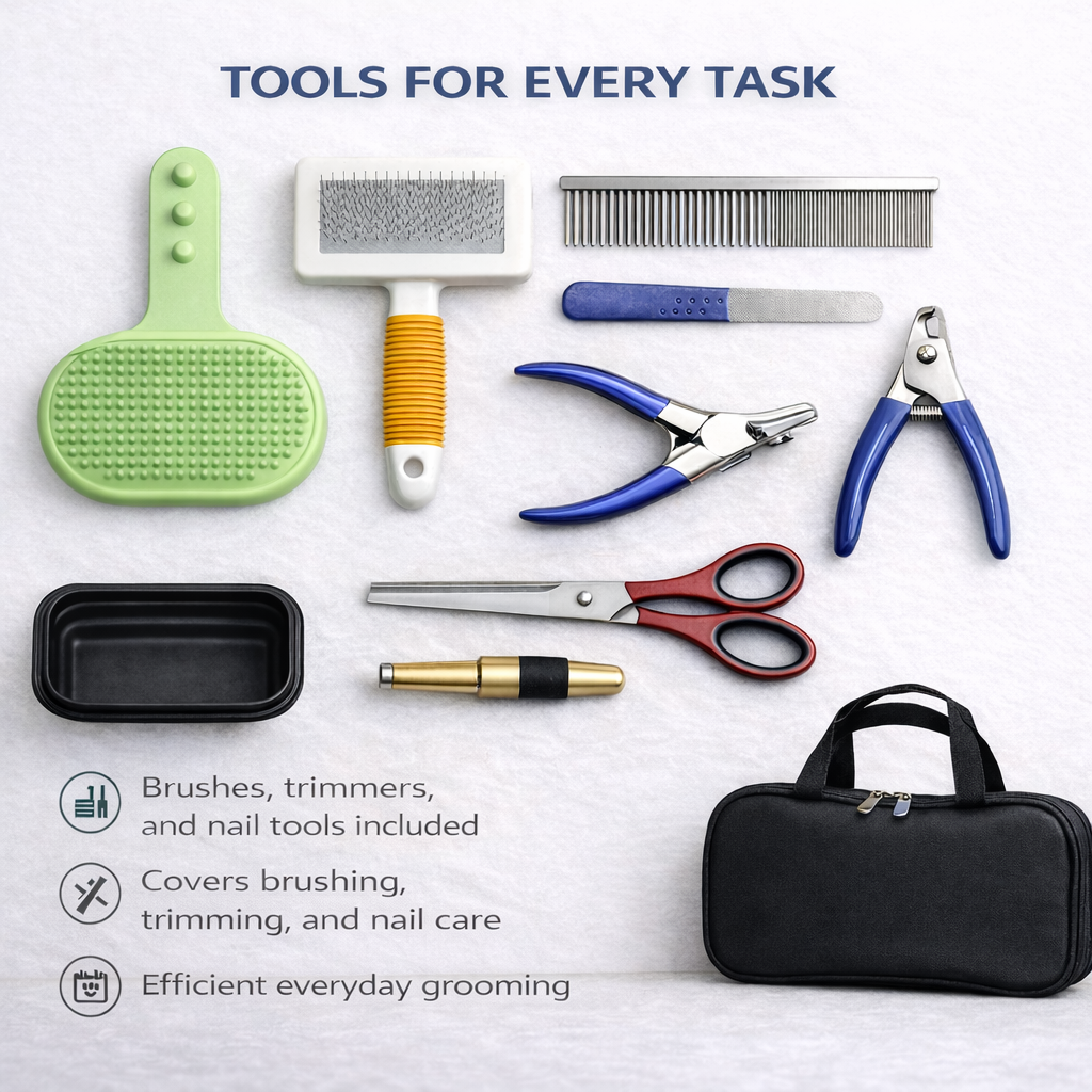 All-in-One Pet Grooming Tool Set with Travel Case