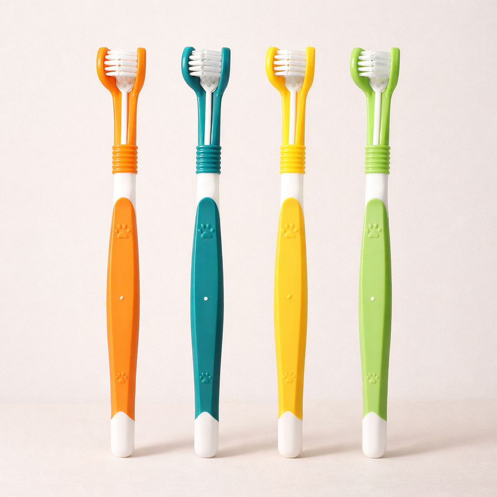 Three-Sided Pet Toothbrush for Oral Cleaning