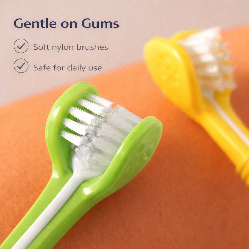 Three-Sided Pet Toothbrush for Oral Cleaning