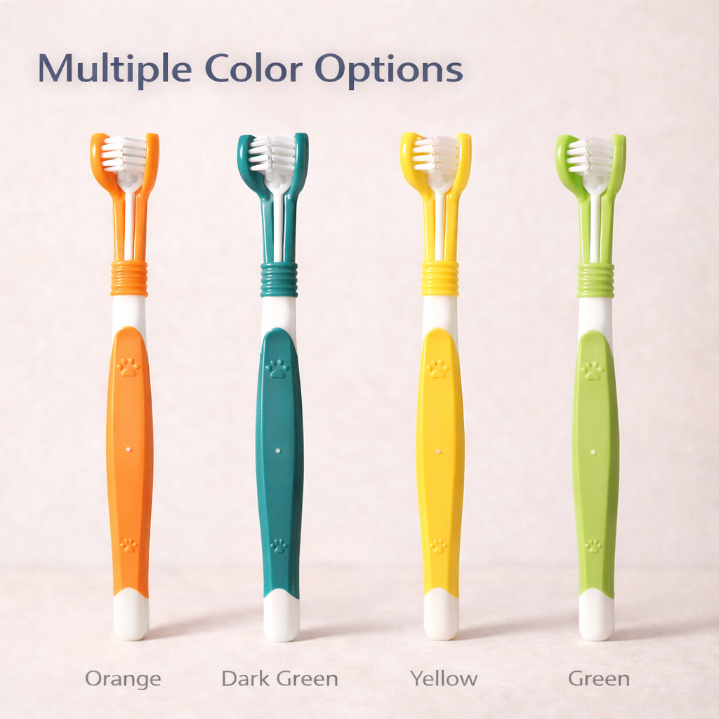 Three-Sided Pet Toothbrush for Oral Cleaning