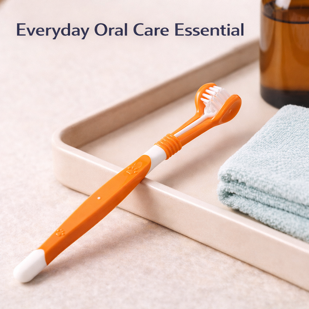 Three-Sided Pet Toothbrush for Oral Cleaning