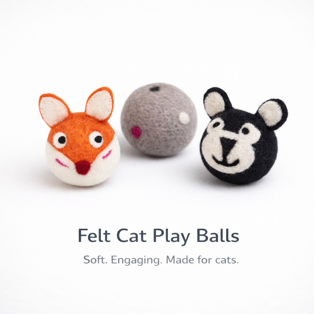 Colorful Felt Cat Ball Toy with Bell Sounds for Cats
