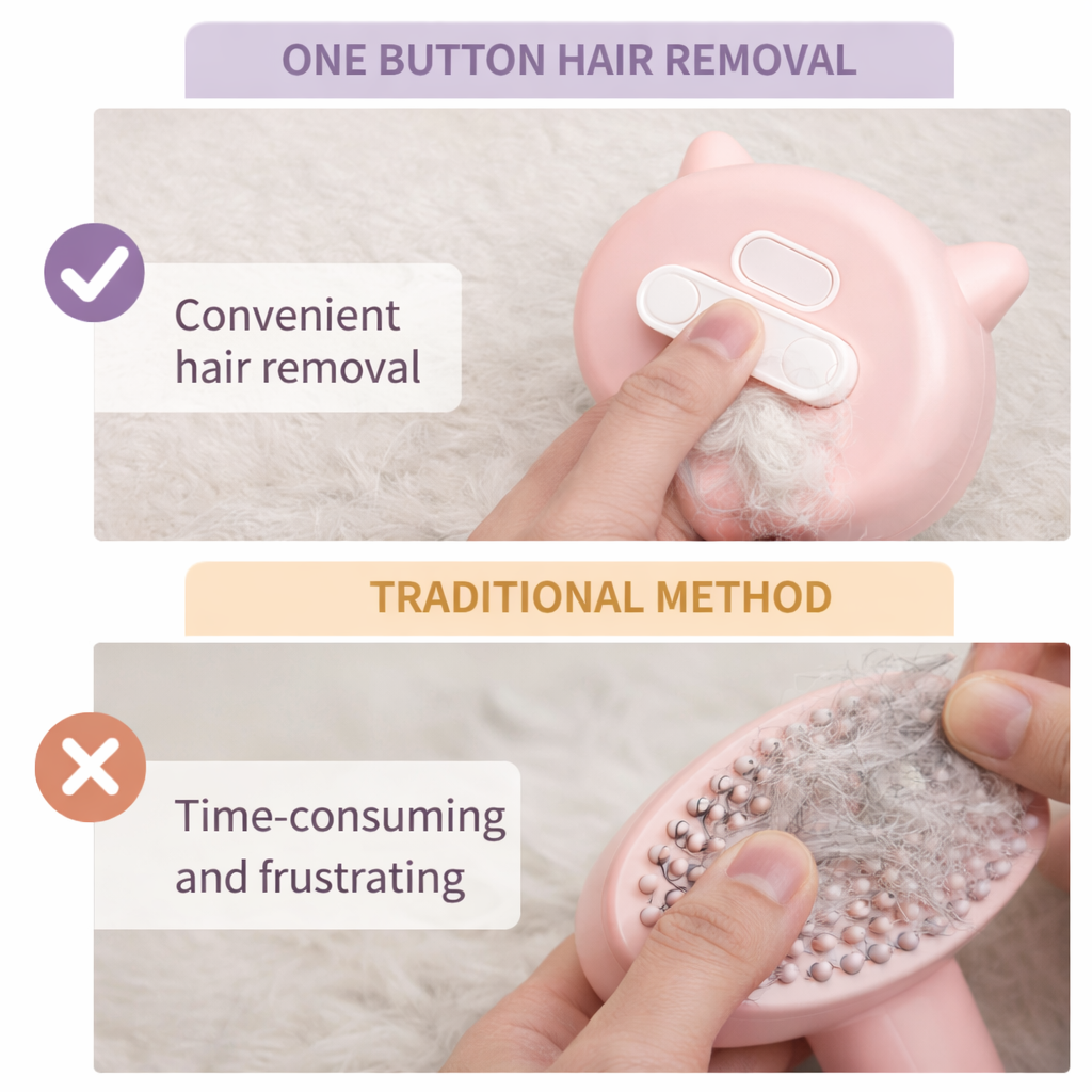 Rechargeable Mist Grooming Brush – Self-Cleaning Detangling Slicker for Pets