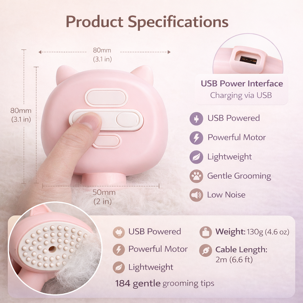 Rechargeable Mist Grooming Brush – Self-Cleaning Detangling Slicker for Pets