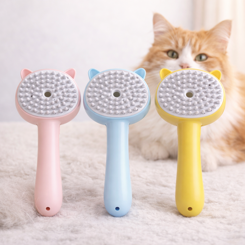 Rechargeable Mist Grooming Brush – Self-Cleaning Detangling Slicker for Pets