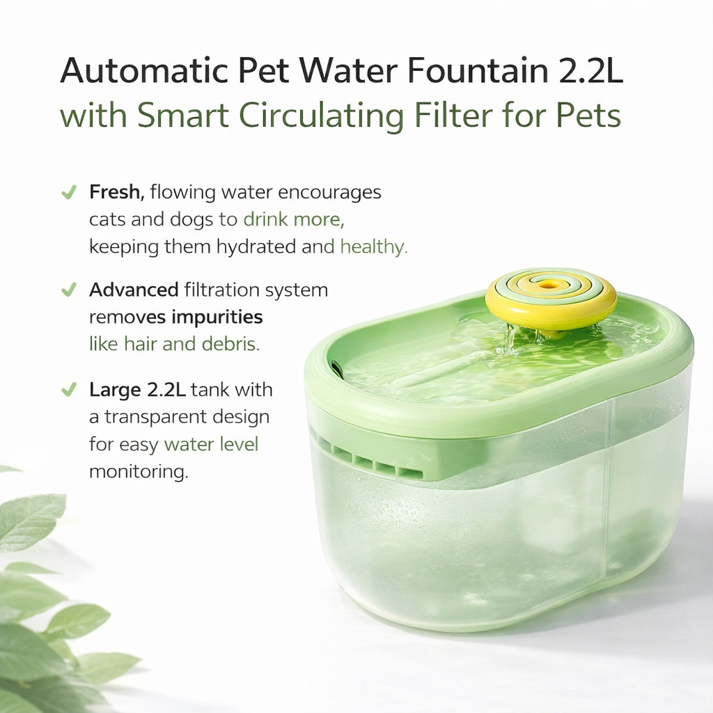 Automatic Pet Water Fountain 2.2L with Smart Circulating Filter for Pets