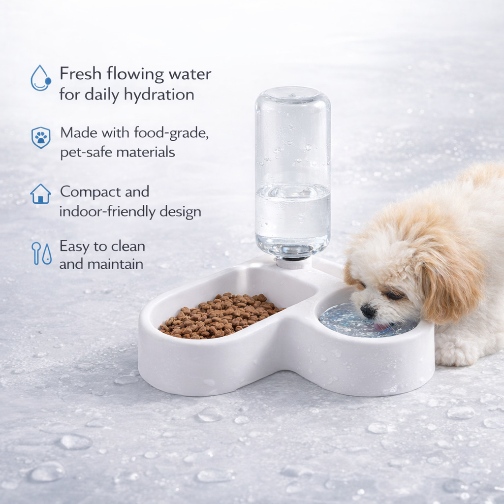 Elegant White Pet Treat & Water Dispenser