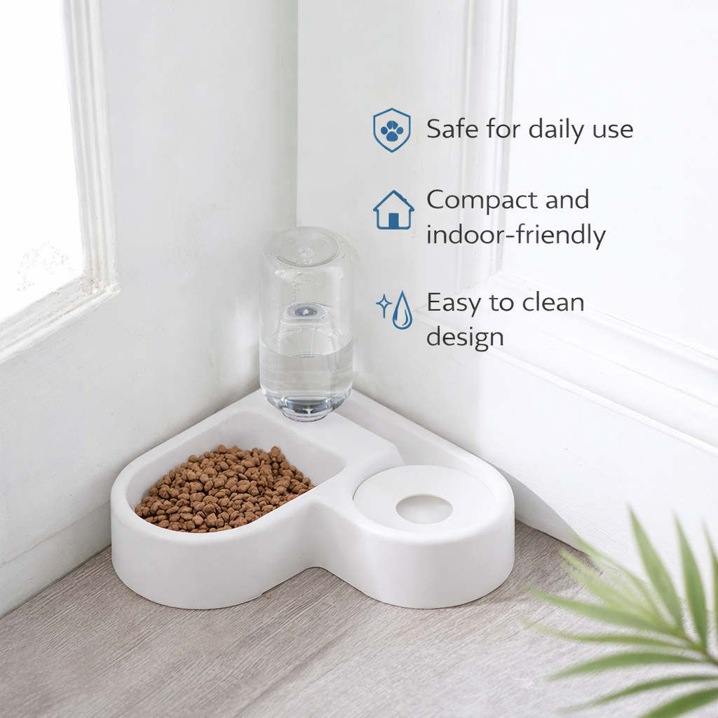 Elegant White Pet Treat & Water Dispenser