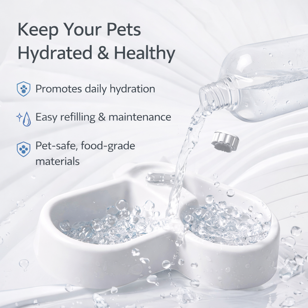 Elegant White Pet Treat & Water Dispenser