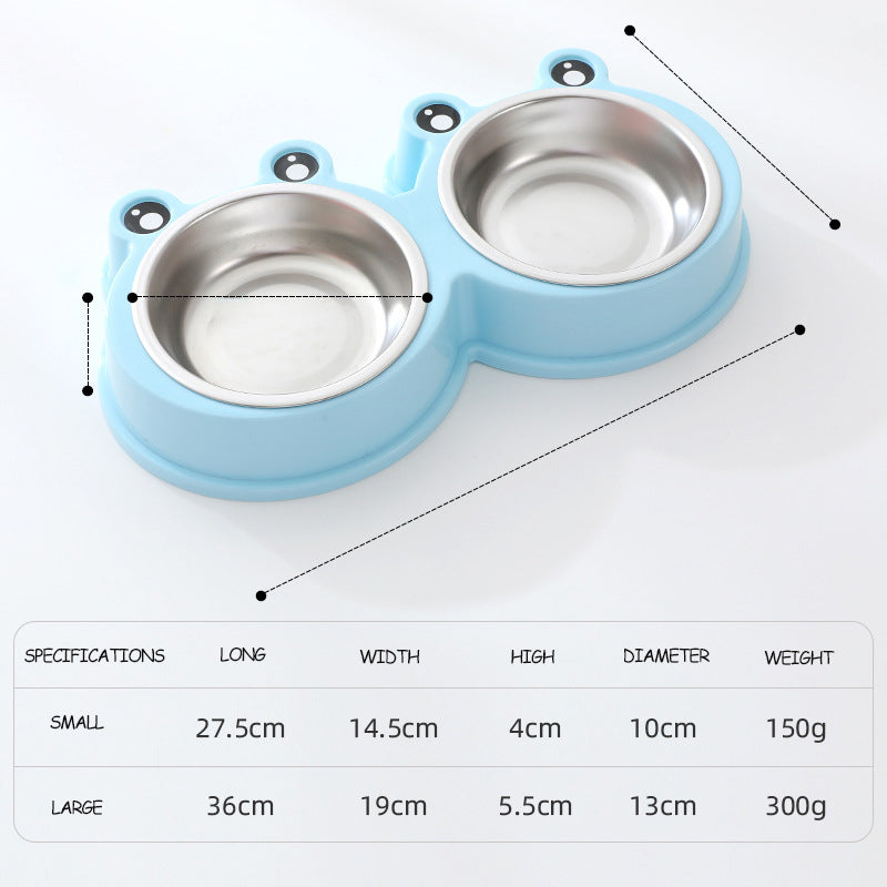Double Stainless Steel Pet Bowl with Base