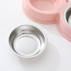 Double Stainless Steel Pet Bowl with Base